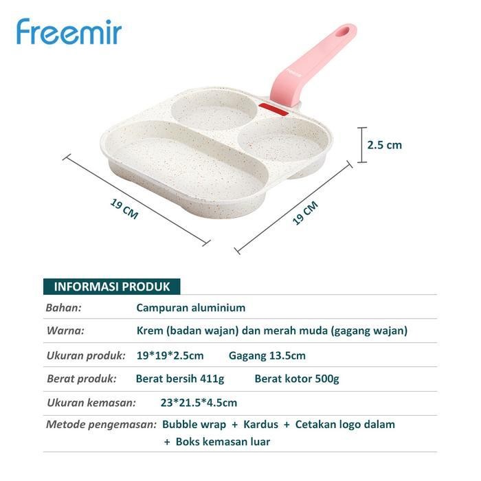 [Spesial] Freemir Wajan 3 Sekat 19 Cm Frying Pan Penggorengan Anti Lengket Serbaguna Multifungsi Kot