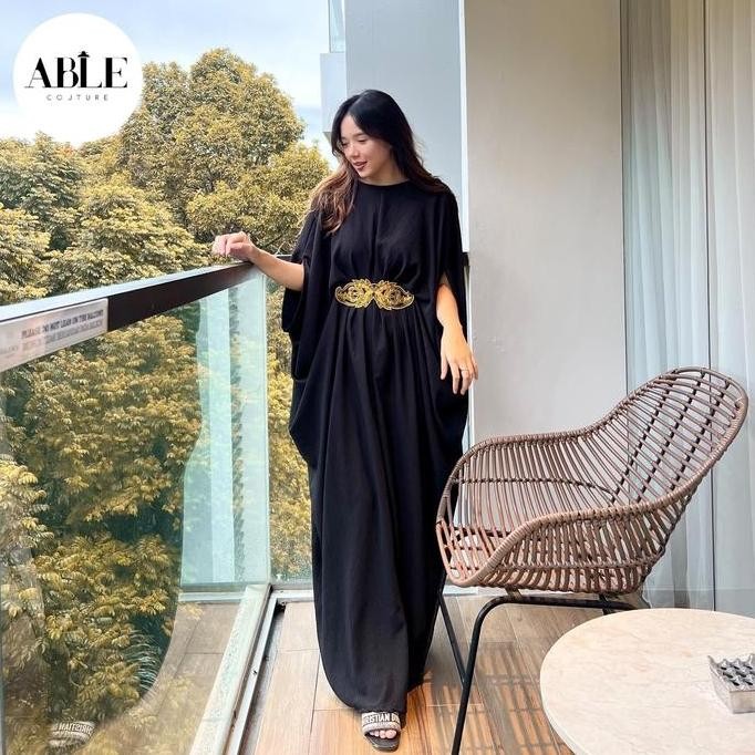 DRESS KAFTAN PANJANG | 9-272 AILYA KAFTAN JUMBO HITAM PUTIH BIGSIZE