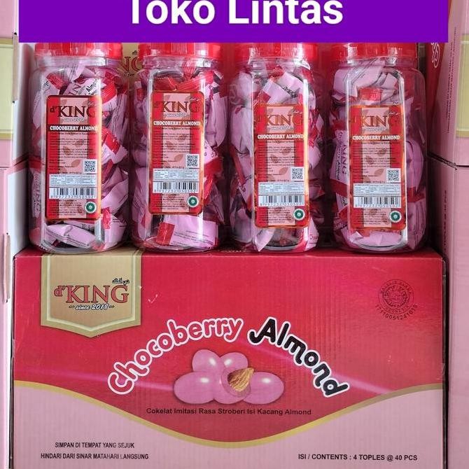 

Cokelat Chocoberry Almond Stroberi d'King 1 Dus Isi 4 Toples Premium Termurah