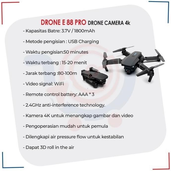 DRONE 4K CAMERA E88PRO DRONE LIPAT SINGLE CAMERA