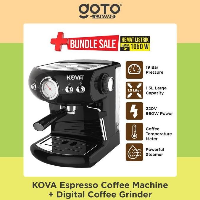Kova Bundling Espresso Maker & Grinder | Paket Mesin Kopi dan Gilingan Kopi Elektrik Termurah