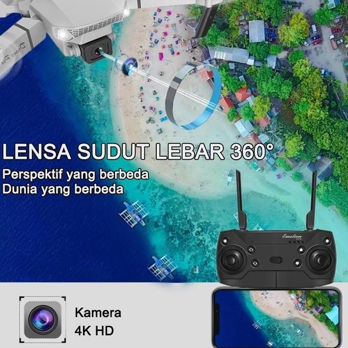 bisa terbang 500000 meter KKRC Drone Camera 3 baterai 8K E99 PRO 2 kamera GPS WIFI FPV penghindaran 