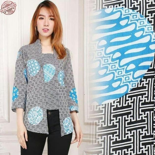 KEMEJA BATIK WANITA ROMPI BOLERO PANJANG KANTOR