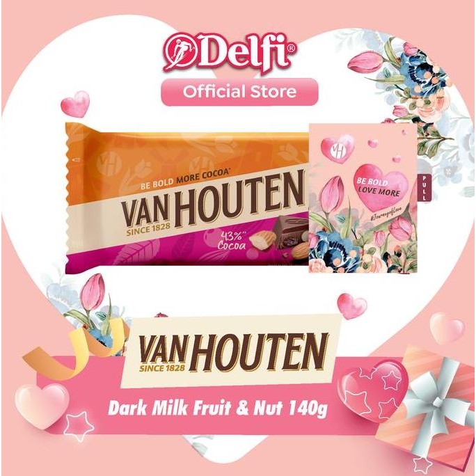 

Van Houten Cokelat Dark Milk Fruit & Nut 140g Coklat Valentine Premium Termurah