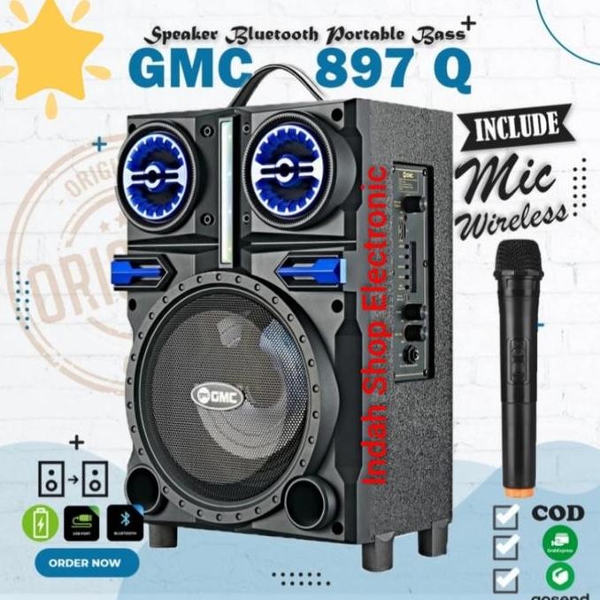 New Deals Speaker Aktif Bluetooth Portable Gmc 897Q 6,5" Plus Mic Wireless