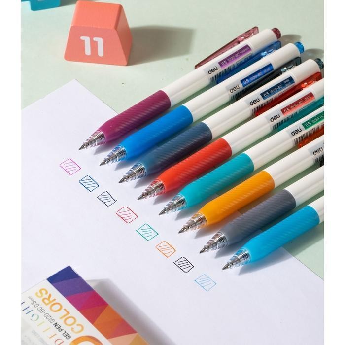 

Deli Color Gel Pen / Pulpen Gel Warna Isi 8 Pcs 0.5 Mm Anti Air Eg120-8C Biru Stationery
