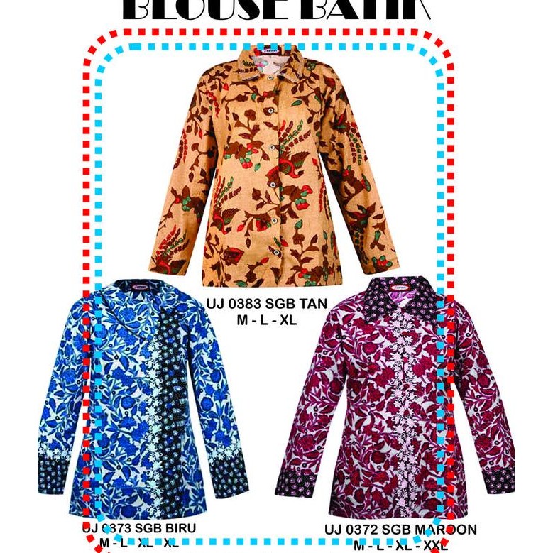 BLOUSE BATIK WANITA - KEMEJA LENGAN PANJANG - COTTON - ZEINTIN - 04