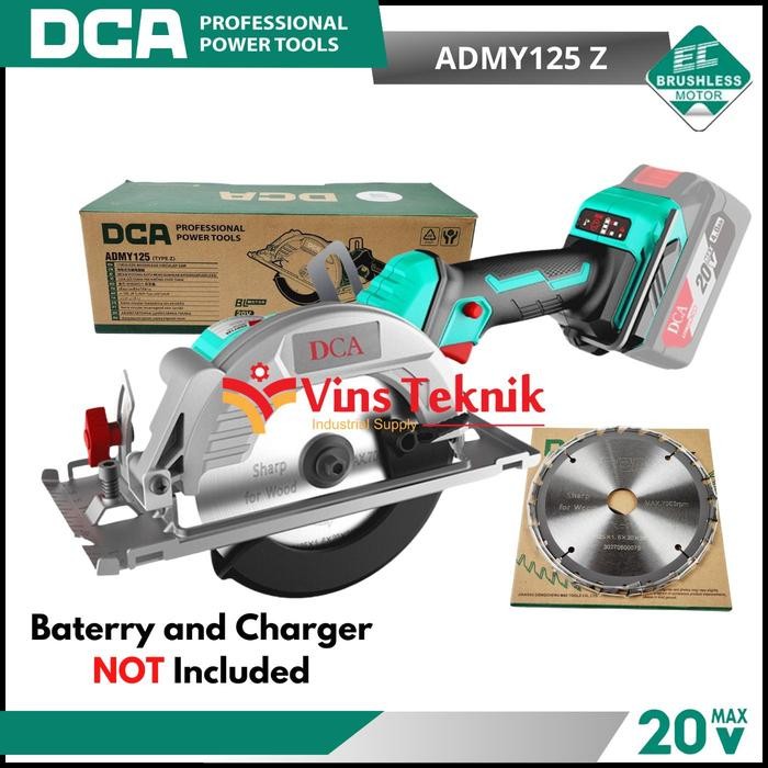 DCA ADMY125Z Mesin Gergaji Kayu Sirkel Baterai Cordless Brushless Circular Saw 5" 125MM 20V ADMY125