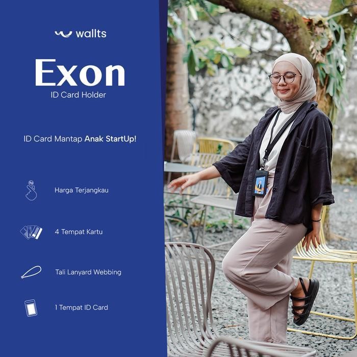 

Wallts Exon - Dompet Lanyard Kanvas Kartu Name Tag Id Card Pria Wanita Cowok Hitam