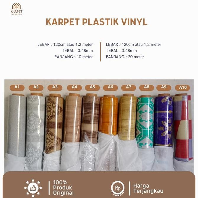 Karpet Vinly Lantai Plastik Roll Tebal Dan  Murah Motif banyak