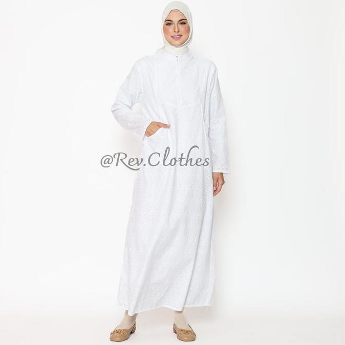 Gamis Putih Umroh Wanita Baju Haji Dan Umroh Wanita Dewasa Muslim Katun Paris Premium