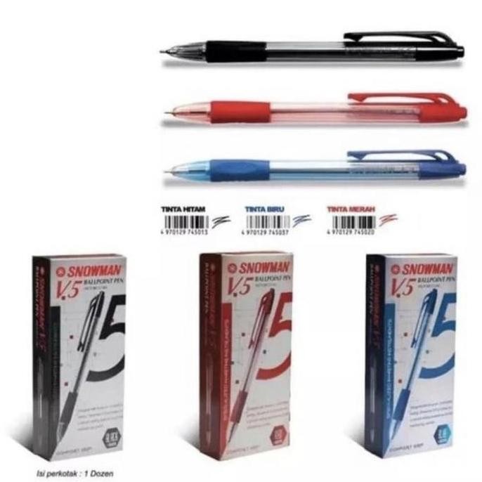 

tersedia pulpen bos snowman v5 0.7mm - pena tulis sekolah kantor merah murah