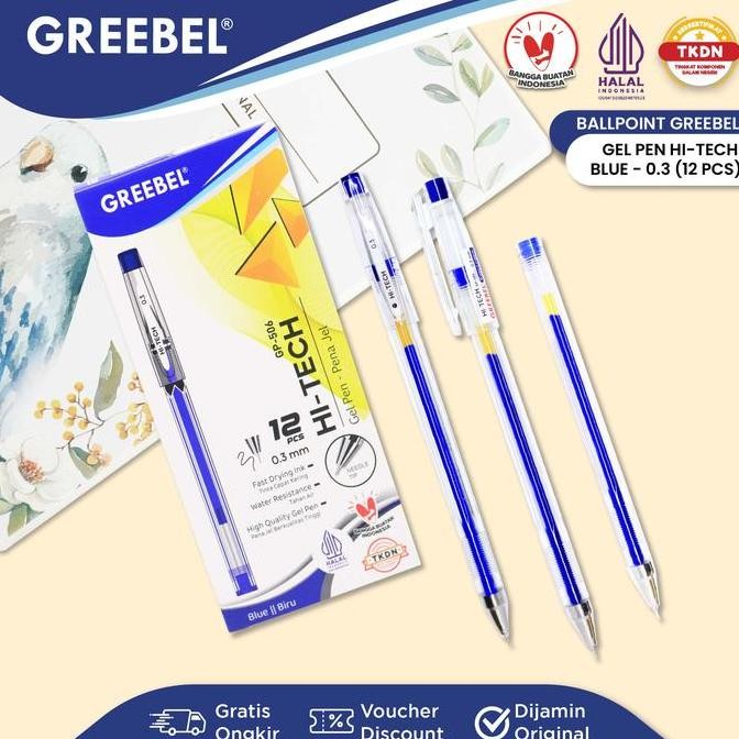 

GREEBEL Gel Pen Pulpen Gel Pena Ballpen (GP-506 H 0.3 12 PCS) / Alat Tulis Kantor Sekolah Anak