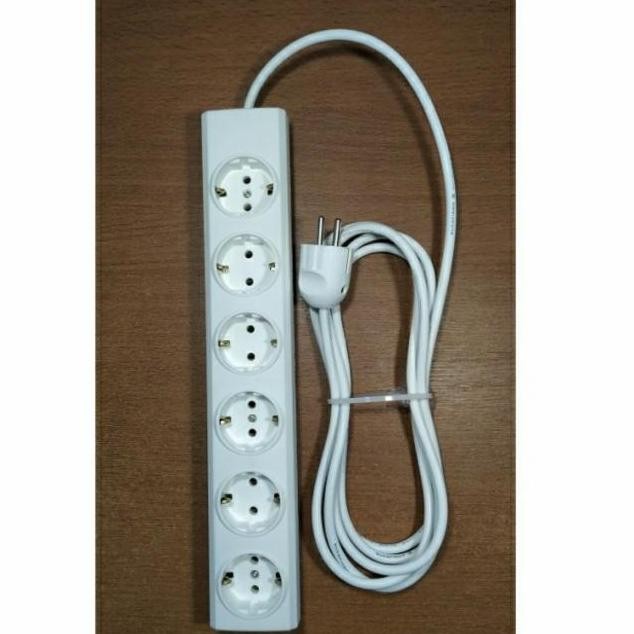 Stop Kontak Broco 6 Lubang Rakit + Kabel 3 Meter + Steker Broco