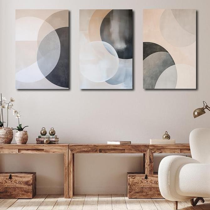 GALERI INDAH Set tiga potong lukisan dekoratif hiasan dinding dekoratif gaya modern sederhana tanpa 