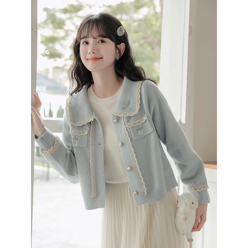 Sweater Wanita Gaya Mori Cardigan Rajut Atasan