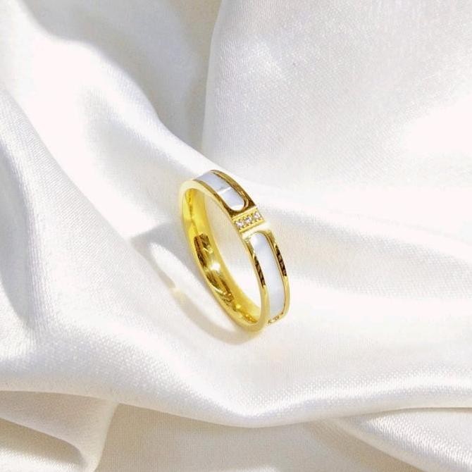 [CC 331] Cincin Kawin Keramik Mata Tanam - Cincin Wanita - Cincin Dewasa - Cincin Titanium Stainless