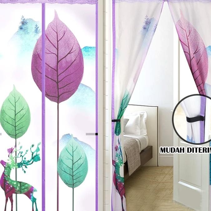 Cod 90 X 210 Cm Tirai Pintu Pvc Magnet Kawat Nyamuk Magic Net Polos Tirai Magnet Elegan Bahan Plasti