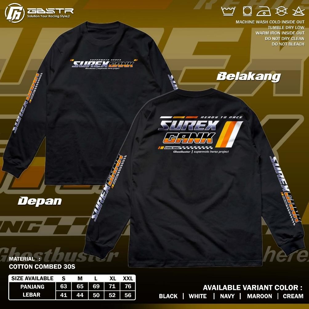 Promo Kaos Surex Gank Supermoto Herex Ready To Race T-Shirt Longsleeve Motor Racing Sport Motocross 