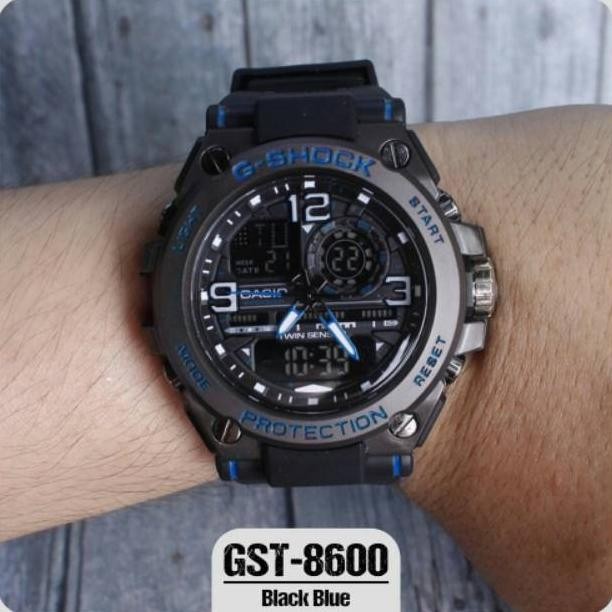 Li34 Qw-45 Ga Watch Gshock G-Shock Gst8600 Gst 8600 Olahraga Digital Jam Tangan Pria + Casing + Taha