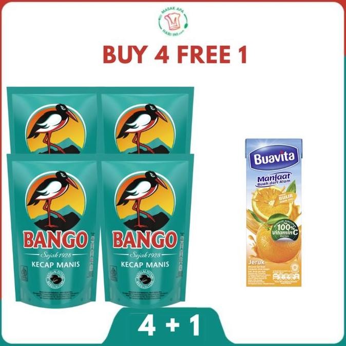 

[FREE Buavita 245ml] Bango Kecap Manis Kemasan Pouch Refill 700g Isi 4 SS