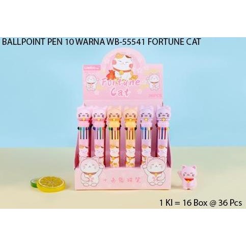

^%^%^%^%] ballpoint 10 warna gambar kucing keberuntungan lucky cat satuan benny merek weibo pulpen