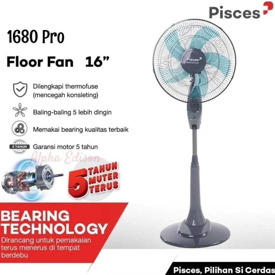 Terlaris Kipas Angin Pisces Stand Fan / Kipas Angin Sf 1680 Pro / Sf-1680 Pro (16 Inch)