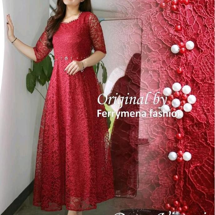 Baru Long Dress VICTORI brokat || Dress Pesta Natal || Long dress brokat lengan panjang || Long dres