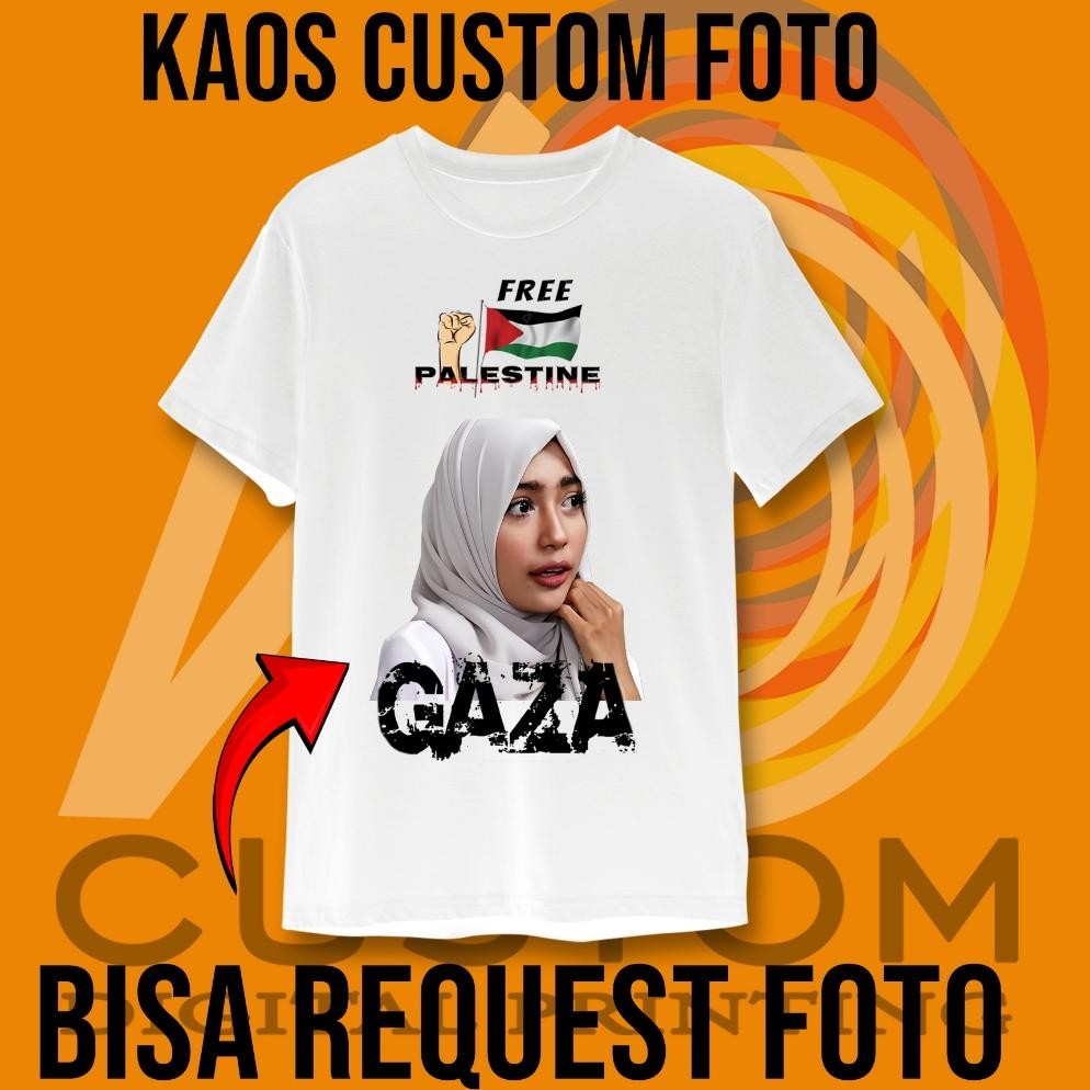 ANTCUSTOM KAOS custom gaza/bebas request gambar/save palestina/kaos fre palestine/kaos custom foto p