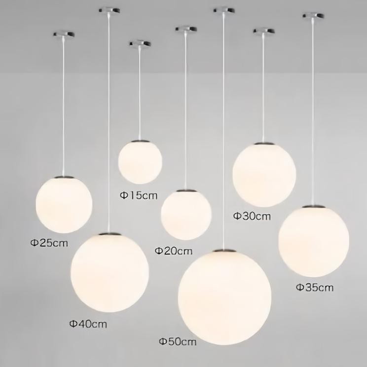 Lampu Gantung Bola Minimalis Amber / Putih Susu Ruang Makan 90810