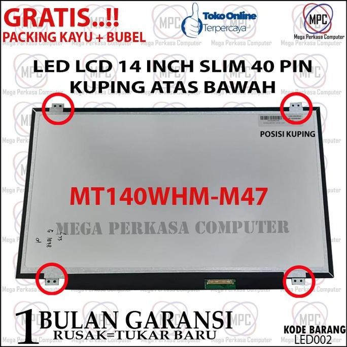 Lcd Led 14.0 14 Inch Slim 40 Pin
