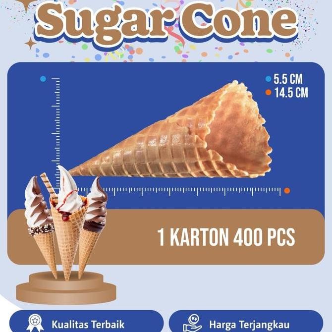 

READY CONE WAFFLE ICE CREAM UKURAN BESAR 1 DUS ISI 400 PCS MIRIP MIXUE CEMILAN SNACK WAFFLE