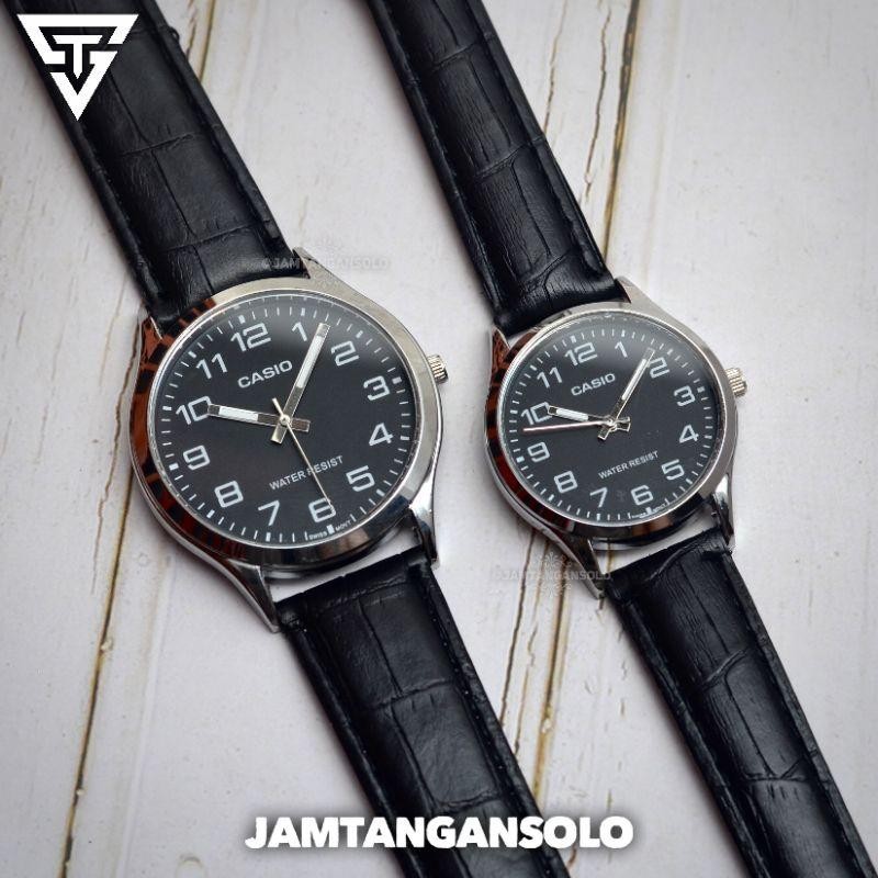 Zjs Jam Tangan Couple Casi0 Mtp V001 Pria Wanita Analog Strap Kalep Kulit Menit Detik Jarum Casio