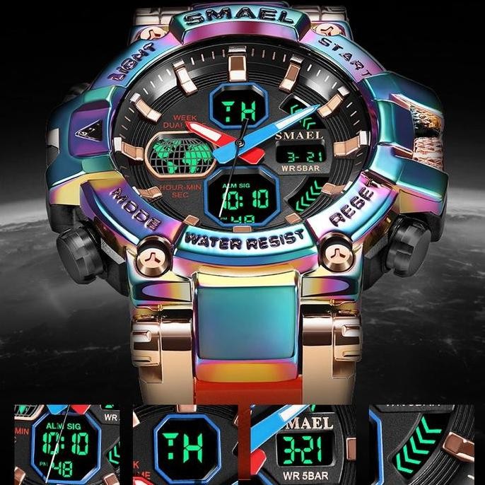 WL Jam Tangan Sport Analog Digital Pria Wanita Merk SMAEL 8027