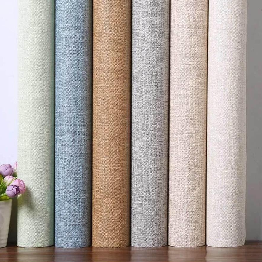 MURAH Wallpaper Foam Linen Roll Polos Stiker Dinding Dekorasi Dinding