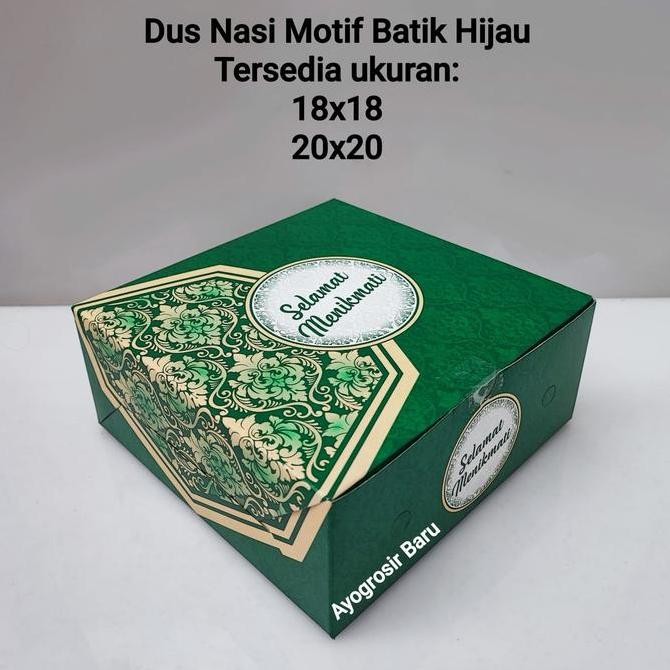 Dus Nasi 20X20 Batik Hijau Kacer Isi 100 Pcs Gs Motif Box Besek