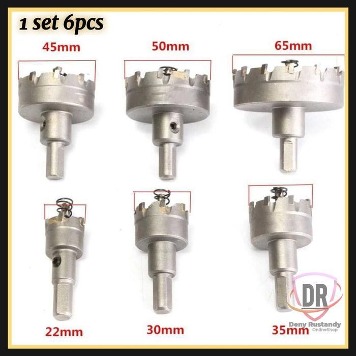 Mata Bor 1 Set 6Pcs Holesaw Tct Hole Saw Carbide Tct Pelubang Besi Original Dan Terpercaya
