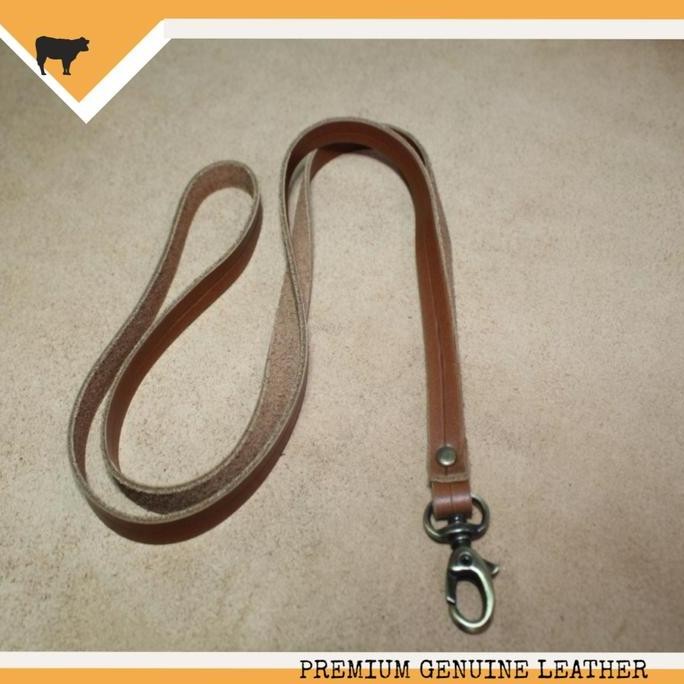 

Tali Kulit Sapi Asli Id Card Handmade Lanyard Pria Wanita Warna Tan Original
