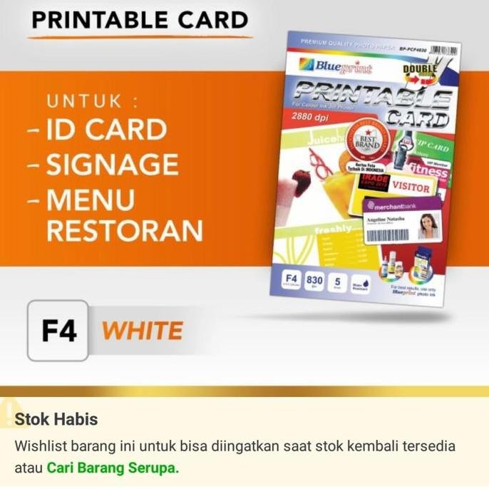 

Printable Card White Blueprint F4 Isi 5 Lembar | Cetak Id Card Original