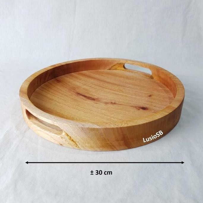 Nampan Kayu Bulat Aesthetic LusioSB Wooden Tray Nampan Saji GTM