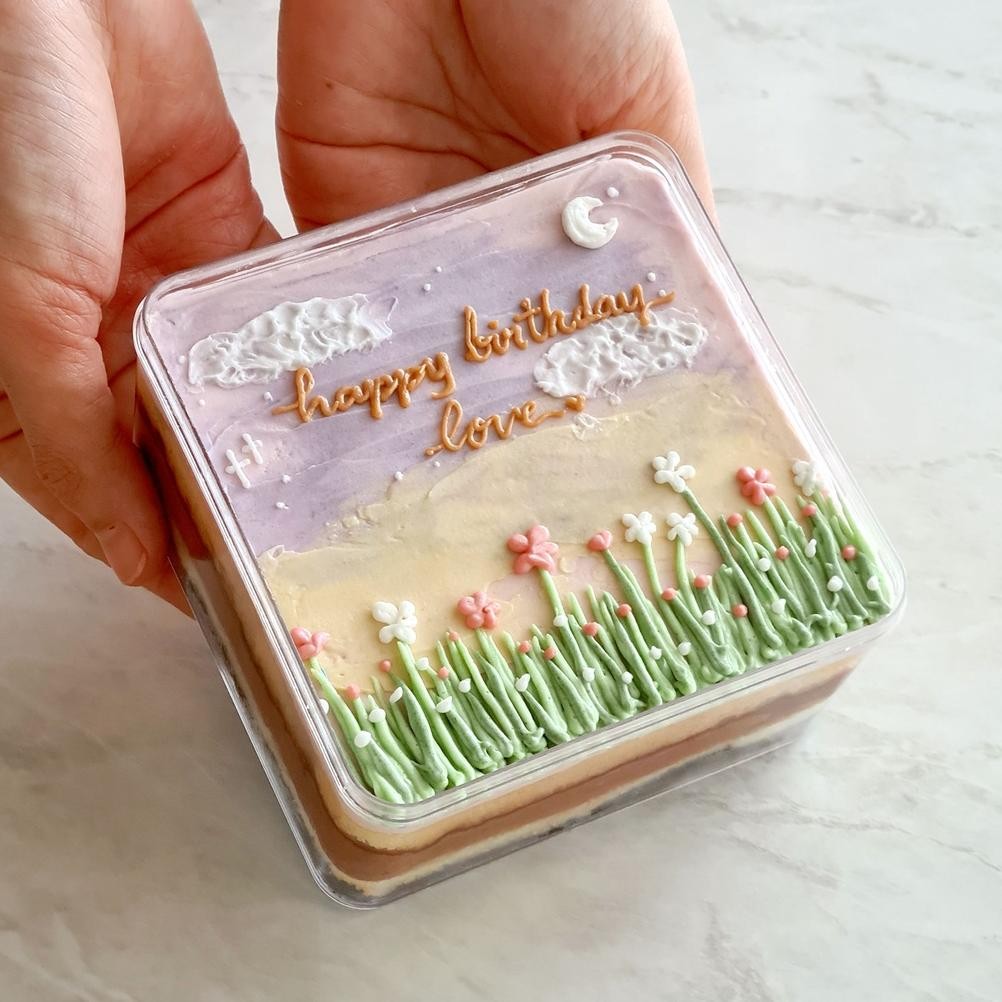 

Promoo!! Korean dessert box / cake box aesthetic flower