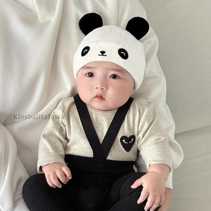 Kupluk Panda Bayi - 5 Tahun / Topi Anak Premium Perempuan Laki Laki Beanie Rajut Aksesoris Imut Hat 