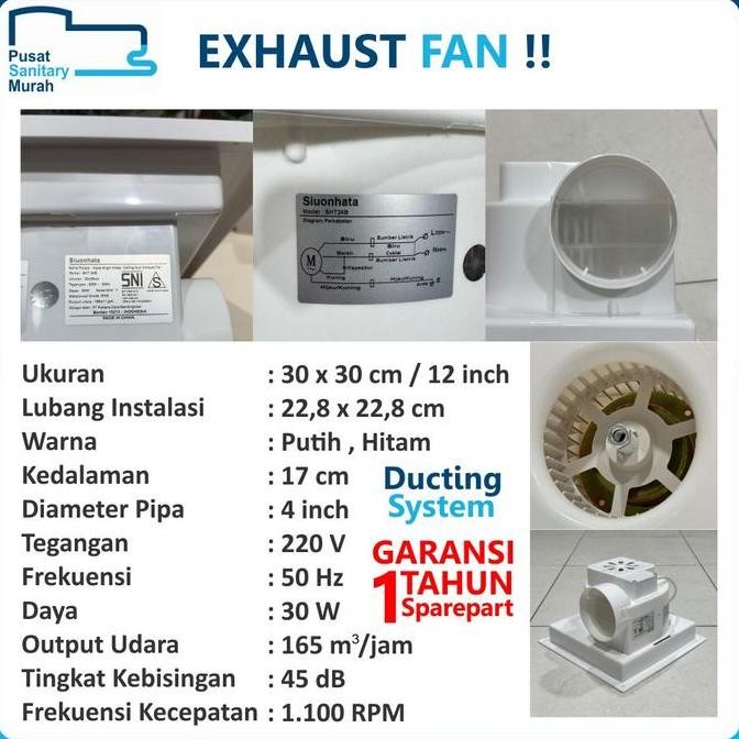 Ready | Eixo Exhaust Fan / Hexos Plafon 24L Ducting | Size 30X30Cm | Power 30W Kualitas Premium