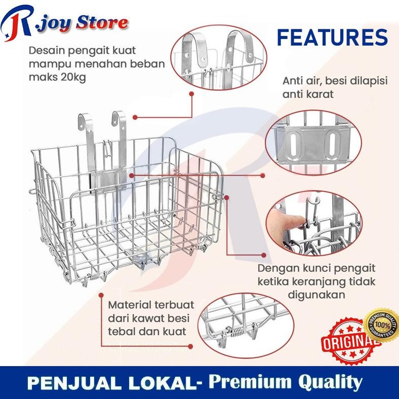 R.joy Keranjang Sepeda Lipat Foldable Basket Untuk Sepeda Dewasa MTB Seli Lipat Aksesoris Sepeda