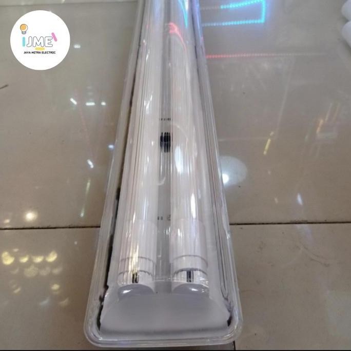 Kap Waterproof 2X36W Watt + Lampu Neon Philips Tl 36W Watt Philips Set