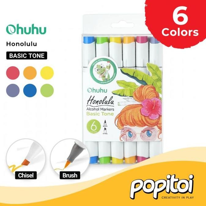 

Ohuhu Honolulu 6-Pack Alcohol Marker Set Spidol Warna Pastel Skin Tone Basic Color