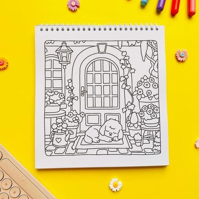 

Cozy Retreats Coloring Book For Kids And Adult Healing therapy Stress Relief - Buku Mewarnai