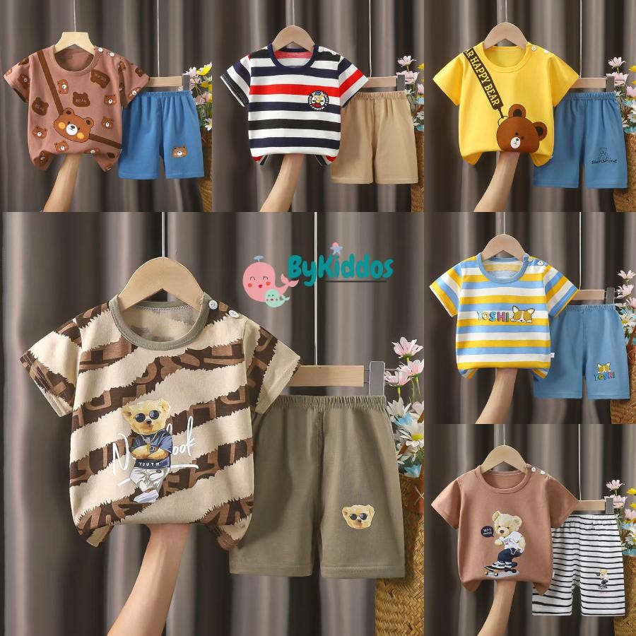 Bts Bykiddos - Setelan Baju Bayi / Baju Anak Laki-Laki / Setelan Kaos Anak / Baju Bayi Lengan Pendek