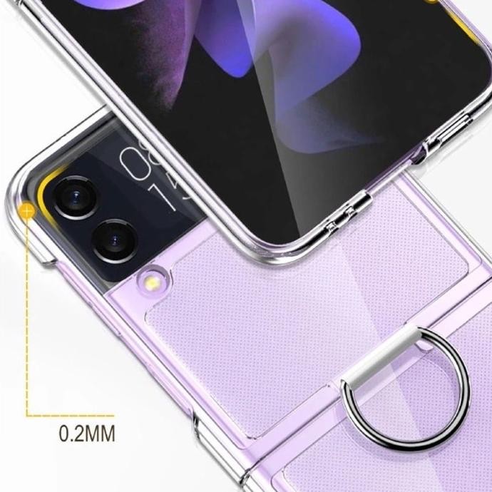 Premium Transparent Shell With Ring For Samsung Galaxy Z Flip 4 Flip4 Promo