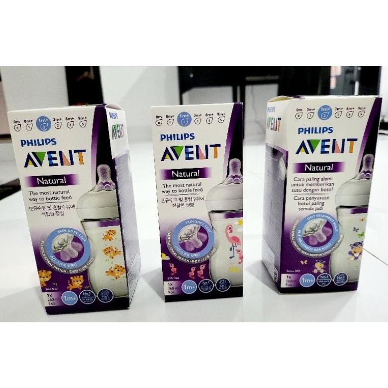 Botol Susu Philips Avent Natural Teal 260ml  Avent Wide Neck Wideneck Ungu 260 ml Motif Flaminggo Pi